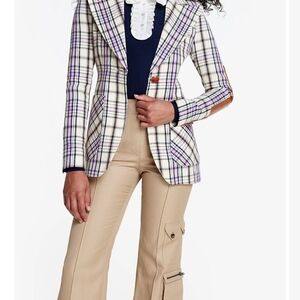 Smythe Plaid Blazer in Cream and Purple